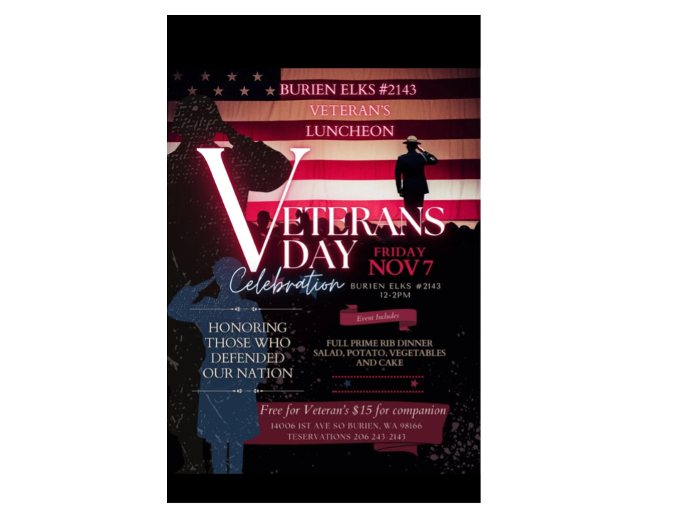 Burien Elks to Honor Local Heroes with Veterans Day Luncheon